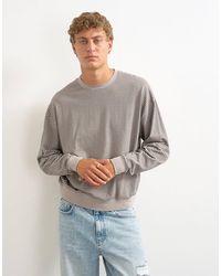 TOPMAN - Relaxed Fit Crop Long Sleeve T-Shirt With Stripe - Lyst