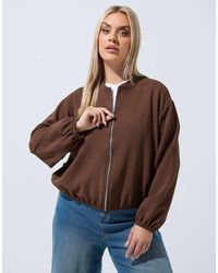 Yours Clothing - Zip Bomber Jacket - Lyst