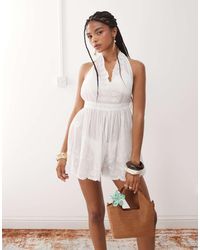 Miss Selfridge - Beach Sheer Embroidered Playsuit - Lyst