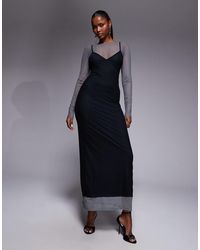 ASOS - Mesh Double Layer Corset Maxi Dress With Seaming Detail - Lyst