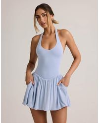 Oh Polly - Modal Blend Drop Waist Halter Neck Mini Dress - Lyst