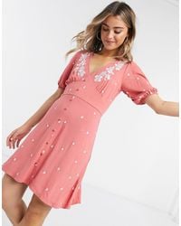 asos mini skater dress with butterfly embroidery