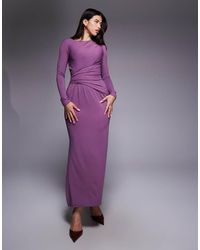 ASOS - Long Sleeve Drape Maxi Dress - Lyst