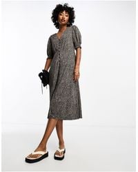 French Connection - Button Down Printed Midi Dress - Lyst