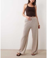 New Look - Crinkle Stripe Wide Leg Trousers - Lyst