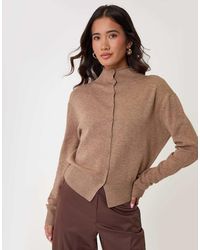 Threadbare - Compact Knit Funnel Neck Cardigan - Lyst