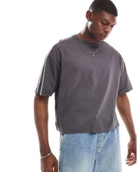 Threadbare - Camiseta Gris De Corte Cuadrado De Tejido Grueso De 220 G/M² De - Lyst