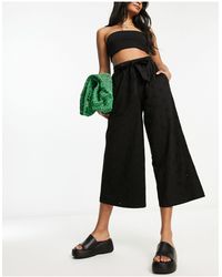ASOS - Broderie Wide Leg Trouser With Tie Belt - Lyst