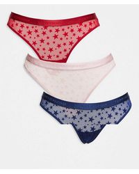 Tommy Hilfiger - 3 Pack Mesh Thong With Star Print - Lyst