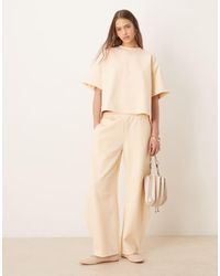 ASOS - Joggers Amarillo Pastel De Pernera Barrel De Tejido Entrelazado De (Parte De Un Conjunto)-Blanco - Lyst