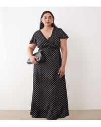 Nobody's Child - V-neck Lace Trim Open Back Midi Dress - Lyst