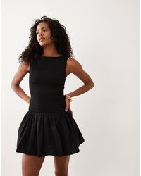 Abercrombie & Fitch - Slash Neck Smocked Skort Mini Dress - Lyst