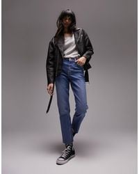 TOPSHOP - Cropped Mid Rise Easy Straight Jeans With Raw Hems - Lyst