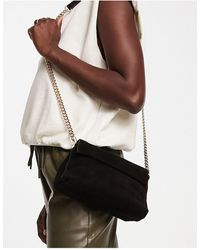 Mango Shoulder Bag With Chain Strap - Black