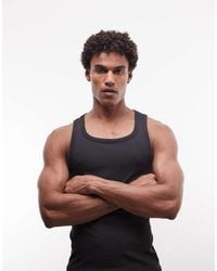 4505 - Square Neck Slim Fit Seamless Rib Knit Training Tank Top - Lyst