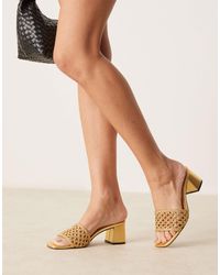 ASOS - Honeycomb Weave Detail Mid Heeled Mules - Lyst