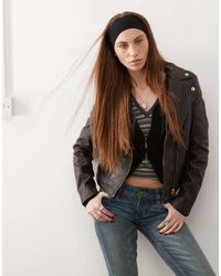 Barneys Originals - Real Leather Chocolate Biker Jacket - Lyst