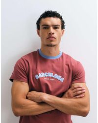 Reclaimed Vintage - Contrast Ringer T-shirt With Embroide Barcelona Slogan - Lyst