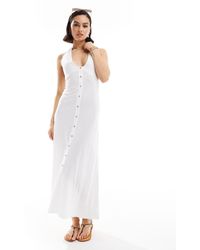 ASOS - Halter Midi Dress With Button Front - Lyst
