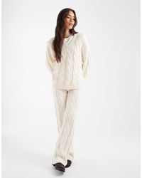 4th & Reckless - Cotton Rich Cable Knit Wide Leg Trousers Co-Ord - Lyst