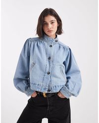 Levi's - Veste en jean courte à col cheminée bleu clair - Lyst