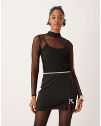 New Look - High Neck Spot Mesh Long Sleeve Top - Lyst