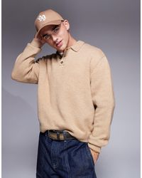 ASOS - – kastiges, gestricktes oversize-polohemd - Lyst