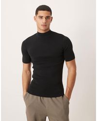 ASOS - – geripptes, gestricktes muskel-t-shirt aus baumwollmix - Lyst