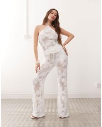 Amy Lynn - Cici Wide Leg Flare Crochet Trousers Co-ord - Lyst