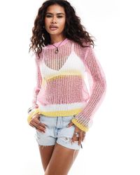 Monki - Sheer Open Knit Sweater - Lyst