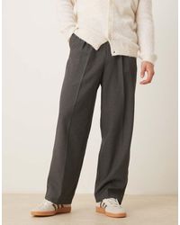 ASOS - Nette Broek Met Wijde Pijpen, Riem En Plooien Aan De Voorkant - Lyst