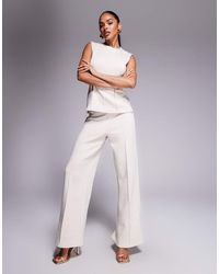 ASOS - Pantaloni A Fondo Ampio Color Crema Morbidi Con Cuciture A Vista - Lyst