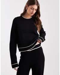 Vero Moda - Knitted Jumper Co-ord With Cream Contrast Piping - Lyst