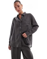 ONLY - – oversize-hemd aus leinenmix - Lyst