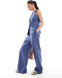 New Look - Co-ord Denim Look Stripe Wide Leg Trousers - Lyst