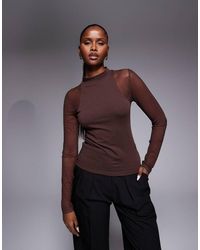 ASOS - Mesh Long Sleeve Racer Style Top - Lyst