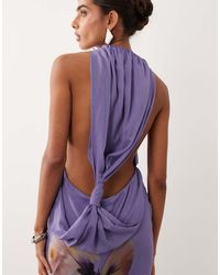 ASOS - Draped Halter Neck Maxi Dress With Knot Back Detail - Lyst