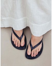 NA-KD - Leather Flip Flop Heels - Lyst