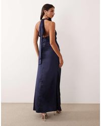 lipsy halter satin panel maxi dress Neck Midi Mermaid dress