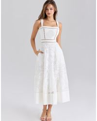 House Of Cb - Ava Stretch Cotton Broderie Anglaise Midi Dress - Lyst