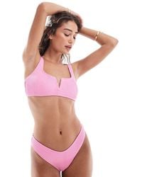 The Frolic - Exclusive V Front Detail Crinkle Bikini Top Co-ord - Lyst