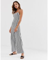 Stradivarius Bow Jumpsuit In Stripes - Multicolour