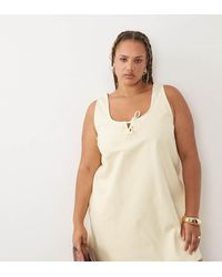 ASOS - Asos Design Curve Scoop Neck Tie Front Mini Dress - Lyst