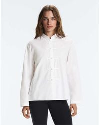 Oysho - 100% Cotton Button-up Stand-up Collar Shirt - Lyst