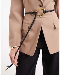 Vero Moda - Skinny Gestrikte Tailleriem Van Imitatieleer Met Gehamerd Metalen Detail - Lyst