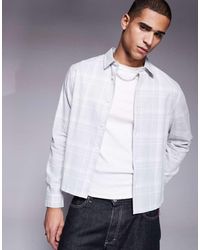 ASOS - Camicia Squadrata Vestibilità Classica Grigia A Quadri - Lyst