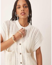 ASOS - Knitted Pointelle Crew Neck Boxy Waistcoat - Lyst