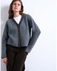 TOPSHOP - Knitted Stripe Cardigan - Lyst
