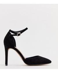 ASOS Samt Sherry Schuhe mit Kitten Absatz und Schleife in ASOS Samt Sherry Schuhe mit Kitten Absatz und Schleife in