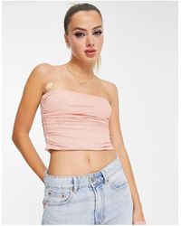 ASOS - Strapless Mesh Corset Top With Ruched Side - Lyst